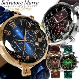 サルバトーレマーラ 腕時計 メンズ クロノグラフ アセテートベルト カットガラス 限定モデル ブランド ランキング ウォッチ<br>