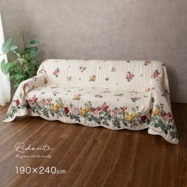 Redoute ルドゥーテ キルト・マルチカバー 長方形 M 190×240cm[キルティング マルチカバー ソファカバー ソファパッド ローズ柄 薔薇柄 エレガント 可愛い バラ柄 薔薇 バラ 大人可愛い]