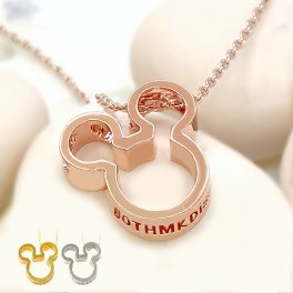 【アクセ箱付】ディズニーネックレス ミッキー スワロフスキー 24金 加工 限定 生誕80周年記念