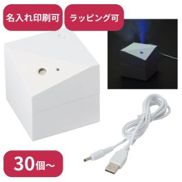 【30個～】 パーソナル加湿器 キューブタイプ ホワイト ノベルティ 創立 設立 周年 記念 社名入れ 記念品 会社 祝典 名前入れ 名入り 名前入り ネーム入り オリジナル ロゴ入り 文字入り