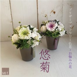 「悠菊」新盆　輪菊　プリザーブドフラワー　仏花　お供え花　