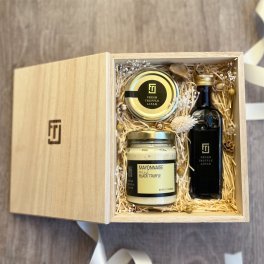 トリュフギフト３点（醤油・マヨネーズ・塩）桐箱 御歳暮 内祝 御祝 高級調味料 フレッシュトリュフジャパン