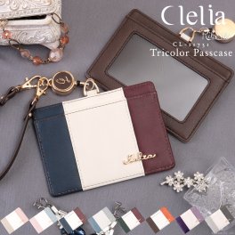 パスケース 定期入れ レディース リール付き Clelia クレリア ブランド トリコロール 社員証 ネックストラップ CL-11731【メール便発送】mlb 母の日 クリスマス クリスマスプレゼント