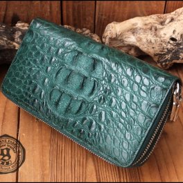 送料込 ゴダン 財布 長財布 GODANE ラウンドファスナー カイマンクロコダイル Ｗ ダブルファスナー spcw8055cp DarkGreen ダークグリーン インサイドグリーン 深緑 ワニ革財布 春財布 誕生日 父の日プレゼント ウォレット