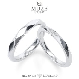 ダイヤモンド ペアリング ダイヤ 結婚指輪 MUZE JEWELRY マリッジリング 指輪 シルバー925プラチナ仕上げ カップル リング ペア プラチナ仕上げ SV925 プロポーズ サプライズ  記念 made in japan 刻印 名入れ