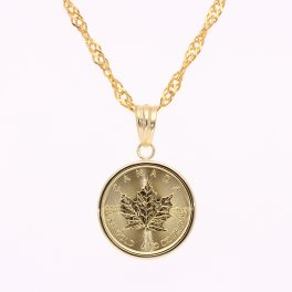 純金 コイン ペンダントトップ 純金貨 メイプルリーフ 1/10oz 24金 18金 枠 チャールズ3世 シンプル 伏せ込枠 メンズ レディース 男女兼用 ジュエリー アクセサリー プレゼント ギフト 人気 おすすめ 送料無料