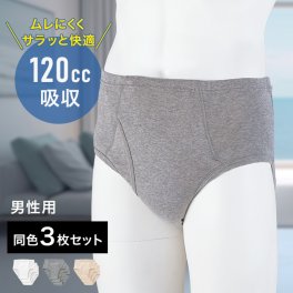 安心さわやかパンツ 120cc 男性用 同色3枚組[尿漏れパンツ 失禁パンツ 吸水パンツ 失禁 尿漏れ 吸水 パンツ 尿漏れパンツ男性 男性 メンズ ブリーフ 下着 尿もれパンツ 高齢者 尿漏れ吸水パンツ]