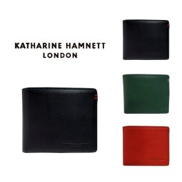 KATHARINE HAMNETT LONDON キャサリンハムネットロンドン MINERAL ミネラル 490-50701  本革 二つ折り財布 ミドルウォレット 札入れ 牛革 小銭入れ カード入れ レザー ブランド 人気 ブラック グリーン オレンジ カードポケット ギフト プレゼント 記念日 お祝い