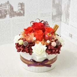 【送料無料】12時までのご注文で即日発送（土・日・祝は除く）プリザーブドフラワー フラワーケーキ MサイズSTRAWBERRY CHOCOLATE 花 ギフト プレゼント 誕生日祝い 還暦祝い 結婚祝い ブリザードフラワー 贈り物 母の日