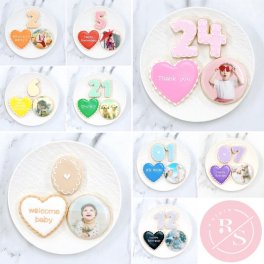 【選べる8色】プリントクッキーセット 【数字（2桁）＆ハートプレート付き】【お好きな写真で】【写真クッキー】【アイシングクッキー】【ギフトラッピング対応】