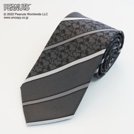 ピーナッツ／ネクタイ　(スヌーピー：ストライプ柄)  ネイビー　プレゼント ギフト  Peanuts necktie  ブランドネクタイ ネクタイブランド  父の日　キャラクター　ビジネス　フレッシャーズ　スヌーピー　チェンジタイ  PND48163グレー