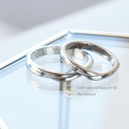 【刻印無料】 ペアリング カップル 2個セット ペア ステンレス ブルーダイヤモンド リング 金属アレルギー対応 指輪 結婚指輪 刻印可能 記念日 女性