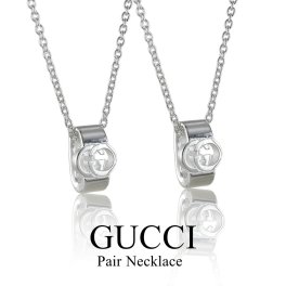 GUCCI グッチ ペアネックレス GGロゴ シルバー 925 メンズ レディース お揃い ペンダント 2本セット ユニセックス ブランド アクセサリー ペアジュエリー ギフト プレゼント 記念日 誕生日 大人 ペアギフト 成人 卒業 入学