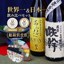 芋焼酎 ギフト 世界一＆日本一 飲み比べセット 2本セット あらわざ桜島 鉄幹 900ml 鹿児島限定 いも焼酎 焼酎 プレゼント お酒 お歳暮 御歳暮 冬ギフト 宅飲み 家飲み 焼酎飲み比べセット