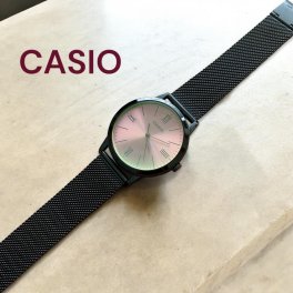 日本未発売 カシオ CASIO 腕時計 メンズ レディース ユニセックス 収納ケース付き シンプル メッシュベルト ブラック ピンク 防水 ビジネス カジュアル プレゼント ギフト 時計 誕生日 記念日 成人 卒業 入学