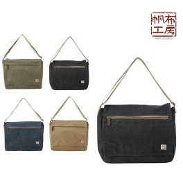 【帆布工房】3X81 FLAP SHOULDERシリーズ ショルダーバッグ はんぷこうぼう ハンプ 綿 コットン 横型 かぶせ ショルダー 斜め掛け シンプル シンプル カーキ ブラック ネイビー ベージュ 単色 おおきめ A4 収納