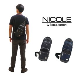 【正規取扱店】NICOLE ニコル ニューアーバン シリーズ NIL229 ショルダーバッグ 縦型 ボディバッグ ワンショルダー コンパクト ブランド おすすめ おしゃれ シンプル 黒 ブラック 紺 ネイビー 合皮 サフィアーノ調 トレンド  プレゼント