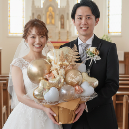 【結婚式・電報代わりに】（クロームゴールドバルーンギフト）名入れ無料｜ 結婚祝い 電報 記念日 結婚式 パーティー 家族 親戚 友達 豪華 サプライズ 綺麗 かわいい 風船 お返し お礼 飾り付け インテリア 特別 