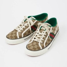 グッチ GUCCI 606111 HVK20 スニーカー メンズ シューズ テニス 1977 GGパターン キャンバス ロゴ フラット ローカット ラバー カジュアル イタリア ブランド ベージュ×エボニー 28.5cm