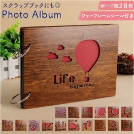 フォトアルバム 木製 通販 アルバム かわいい 写真 フォト 整理 おしゃれ アレンジ 手づくり DIY スクラップアルバム スクラップブック 木製カバー フォトブック 増やせる リングファイル リングタイプ お祝い プレゼント ギフト 記念日 誕生日 結婚式 写真整理用品 文房具
