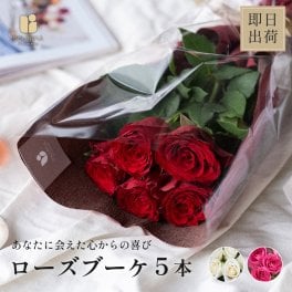 ローズブーケ5本　花言葉は「あなたに出会えた心からの喜び」 生花 フラワーギフト 誕生日 記念日 卒業 卒園 転勤 入学 ギフト 花 女性 バラ 5本 花 ギフト 宅配 生花 プレゼント 女性 母 春 夏 秋 冬 お花 即日発送