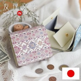 二つ折り財布 小さい財布 折りたたみ 財布 レディース 小銭入れあり コンパクト 婦人 上品 本革 文庫革 日本製 国産 手染め 手描き かわいい フラワーガーデン 友禅文庫 母の日 プレゼント クリスマス