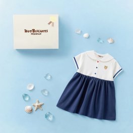 ブランド公式ショップ★ミキハウスホットビスケッツ　 くま耳 セーラーカラー ワンピースセット【BOX付き】ラッピング　出産祝い　お祝い　ベビー服