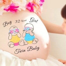 マタニティシール【送料無料】マタニティフォトシール マタニティペイントシール ベリーペイントシール welcome Baby タトゥーシール ボディシール 天使 羽 赤ちゃん ツイン サングラス
