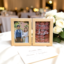 子育て感謝状 ローズボックス フォトフレーム 両親贈呈品 結婚式 プレゼント 写真入り 名入れ 花 感謝状 ギフト