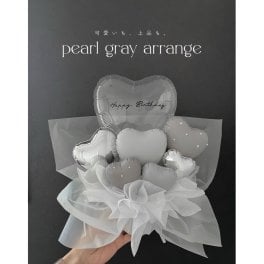 【送料無料】pearl gray arrange  バルーンギフト お誕生日 記念日 開店祝い プチプラ オーダーメイド くすみカラー バルーンアレンジ