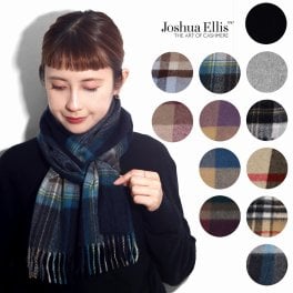 Joshua Ellis マフラー カシミヤ チェック柄 スコットランド製 レディース ジョシュア エリス ストール メンズ 小物 カシミヤ素材 チェック 無地 首の防寒 全12色 誕生日 プレゼント 女性 ギフト ラッピング 母の日