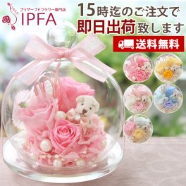 「 ガラスドーム キャンディベア」 プリザーブドフラワー 誕生日 退職祝い ギフト プリザーブド ブリザード フラワー 結婚記念日 結婚祝い プレゼント 贈り物 お祝い ブリザードフラワー 花 おしゃれ かわいい 女性 電報 還暦祝い 還暦 喜寿 古希 米寿 バラ お彼岸 敬老の日