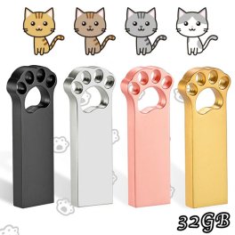 usbメモリ 32gb USBメモリ 32GB ネコ 肉球 黒 シルバー ピンク ゴールド フラッシュメモリー メモリ メディア かわいい 面白い 写真 画像 動画 音楽 データ保存 雑貨 プレゼント 北海道 沖縄 離島もポスト投函で送料無料