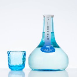 敬老の日【送料無料】【おちょこ付き】純米酒 アラジンボトル グラス付き 300ml ブルーボトル ほまれ酒造 うつくしま酵母 フルーティ ラッピング 熨斗 送料無料(北海道、沖縄を除く)
