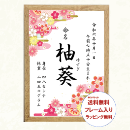 ラッピング フレーム付 命名書 12種 【ゆうパケット送料無料】★名入れ★お急ぎ対応可