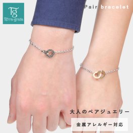 ペアブレスレット つけっぱなし 刻印 ステンレス 金属アレルギー対応 サージカルステンレス316L 大人 シンプル ブラック ピンクゴールドカラー 格子柄 チェック柄 市松模様 インフィニティ 無限 2本セット価格【lstb006pair】
