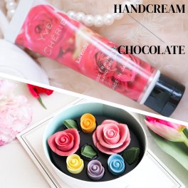 最高級のバラの香りのハンドクリーム＆ロズレ・レインボーセット　スイーツ 癒し 花 人気 チョコレート バラ ブーケ ハイグレード 感謝 サプライズ インスタ映え おしゃれ