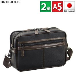 正規品 平野鞄 ひらのかばん ヒラノ ショルダーバッグ カジュアルバッグ 日本製 豊岡製鞄 メンズ A5サイズ 2室 牛革ハンドル 紳士 横型 カジュアル 休日 旅行 ショッピング 黒 #16430 ブレリアス BRELIOUS hira39 旅行 ギフト