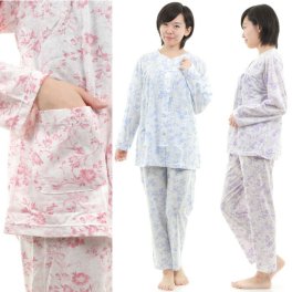 22732【花柄】 レディース パジャマ 【S～L】春～秋 春 夏 秋 毛玉にならない ジャガード 天竺素材 綿100% ピンク パープル ブルー S M L  ＬＬルームウェア ナイトウェア 日本製 誕生日 記念日 母の日 敬老の日 ホワイトデー プレゼント ギフト 無料ラッピング