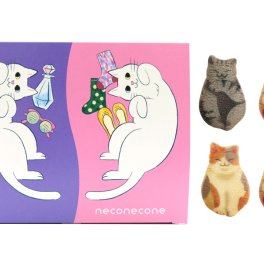 猫 お菓子 neco necone クッキー ( 4枚入 ) ブラン Cookie neko 猫 ねこ ネコ Cat キャット ミケ ハート 黒縞 黒猫 クロネコ 動物 アニマル おしゃれ お菓子 グッズ 誕生日プレゼント プレゼント クリスマス ギフト