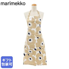 マリメッコ marimekko エプロン Pieni Unikko ウニッコ オフホワイト×ベージュ×ダークブルー 74649 185 72929 69907 185 【スペシャルラッピング660円(別売り)】北欧雑貨 北欧デザイン キッチンアイテム marimekko kitchenネコポス 送別会 誕生日 お中元 結婚祝い 結婚式 高級 父の日 母の日 成人祝い ホワイトデー