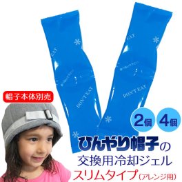 ひんやり帽子の交換用冷却ジェル【スリムタイプ2個(1セット)・4個(2セット)アレンジ用・帽子本体別売】 頭部冷却 頭皮冷却 かぶる氷枕 暑さ対策 熱中症対策 冷却グッズ 氷のう 冷却シート 猛暑対策 氷枕 頭 冷やす 発熱対策 応急処置 冷却ジェル 子ども用 大人用 送料無料