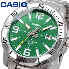 CASIO 腕時計 カシオ 時計 ウォッチ チープカシオ チプカシ シンプル MTP-VD01D-3BV メタルバンド グリーン 海外モデル [並行輸入品]