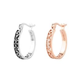 FREE STYLE アラベスク 唐草模様 キュービックジルコニア フープピアス ペアピアス シルバー ペアアクセサリー ペア フープ・ピアス 記念日 プレゼント ギフト シンプル フリースタイル FSE933BKCZ-933PG 【送料無料】