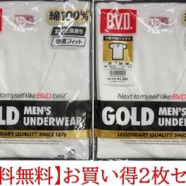ゴールドメンズ 2枚組・BVDアンダーウエアー V首半袖（2枚セット）送料無料