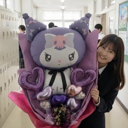 お届け地域限定BIGバルーンバンチ　クロミちゃん　大きなバルーン花束　サンリオ　卒業式 お誕生日　配送費込 大きすぎて宅配便では送れないんです バルーン花束 卒業　大きい 卒業式 バルーン 卒業式 花束 バルーン キャラクター くろみちゃん バルーンブーケ 大きい