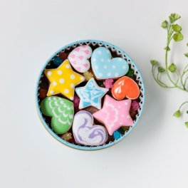 ★カラフルで可愛い★アイシングクッキー＆ザクザククッキー缶（リニューアル）