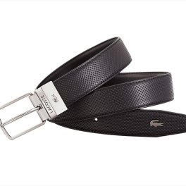 LACOSTE ベルト ブラック 商品35×1100mm、金具：ピン式、調整可（最大ウエスト約100cmまで対応）、リバーシブル