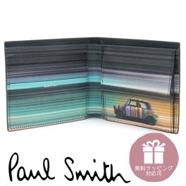 ポールスミス 財布 Paul Smith 二つ折り財布 メンズ ブラック シグネチャーストライプ ミニクーパー レーシング M1A-4833-MMIBLR 79 【ラッピング無料 誕生日 お祝い プレゼント ギフト 贈り物】 送料無料