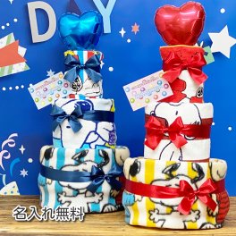 【送料無料】おむつケーキ　スヌーピー 3段！！バスタオル付き♪ 男の子 女の子 オムツケーキ　出産祝い